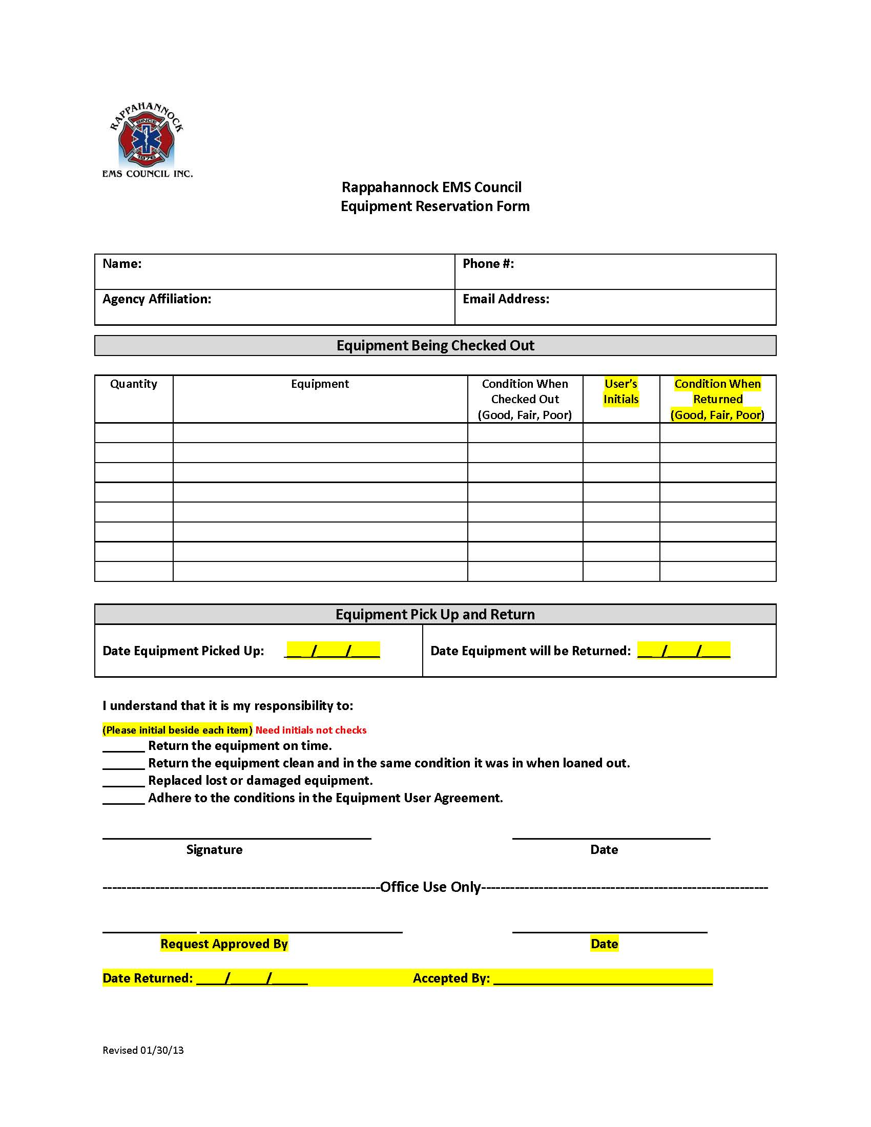 Equipment Loan Program Rems Council 1261