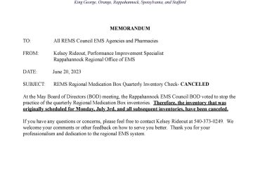 End of Quarterly Regional Medication Box Inventory Memo